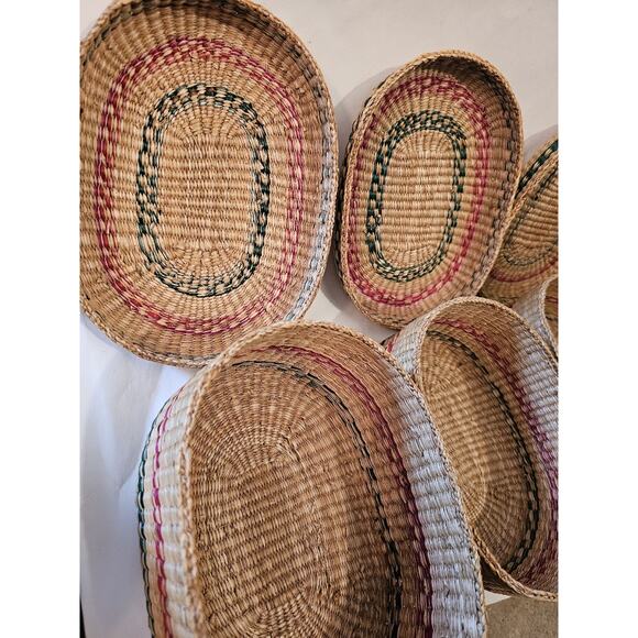 Woven Nesting Baskets Set Of 4 With Lids And Handles Never Used - Picture 4 of 12